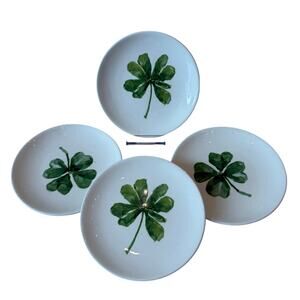 Maxcera St Patrick's Day Clover Shamrock Appetizer Plates 6in Set of 4 New